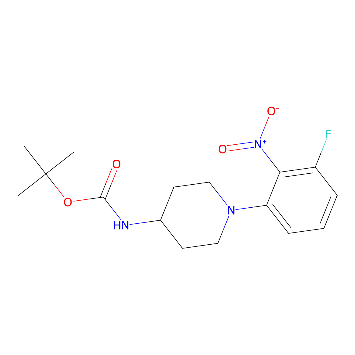 tert-Butyl 1-(3-fluoro-2-nitrophenyl)piperidine-4-ylcarbamate molecular structure, CAS 1052705-07-3