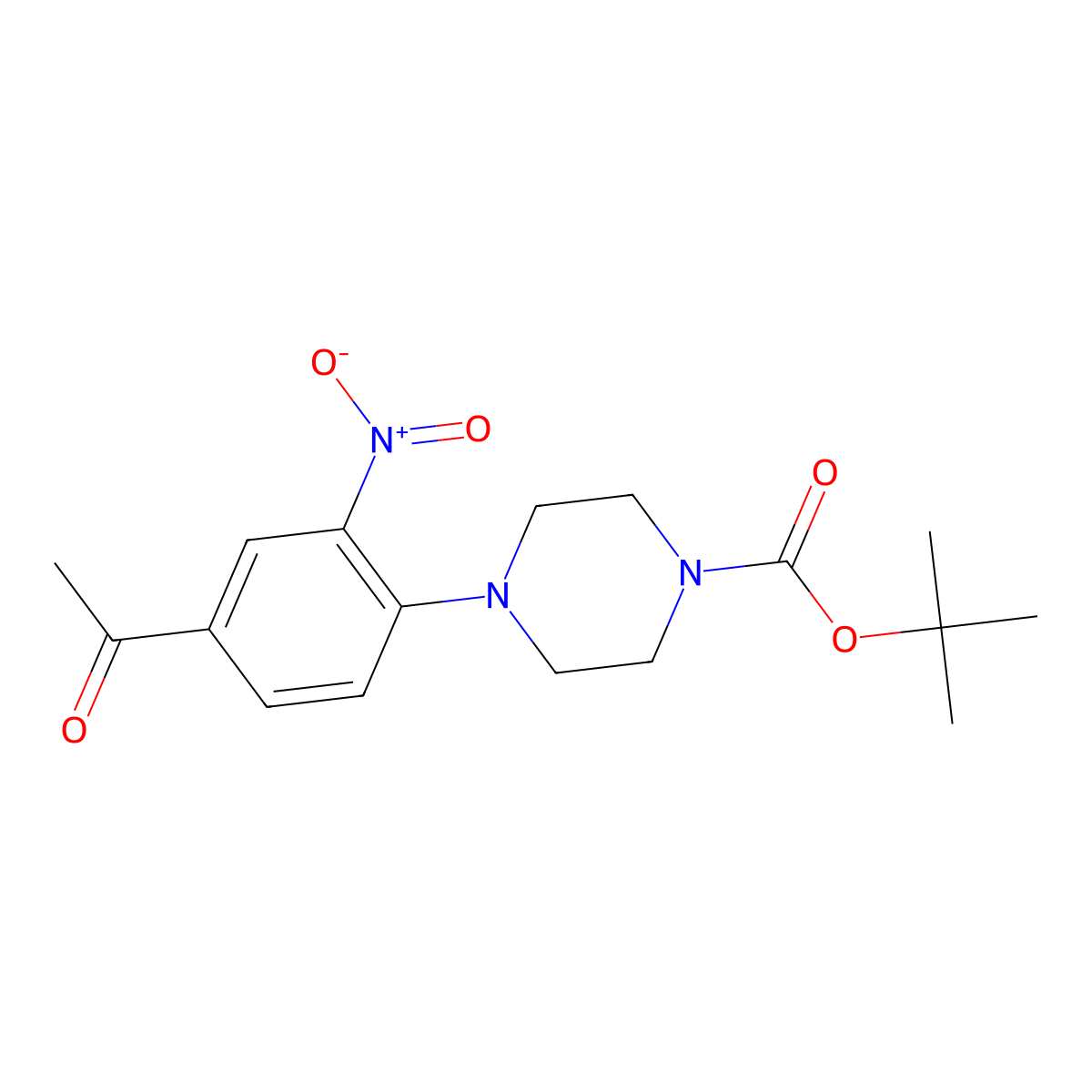 Tert-butyl 4-(4-acetyl-2-nitrophenyl)piperazine-1-carboxylate molecular structure, CAS 1052705-18-6