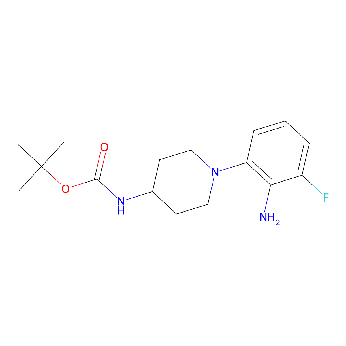 tert-Butyl 1-(2-amino-3-fluorophenyl)piperidin-4-ylcarbamate molecular structure, CAS 1052705-61-9