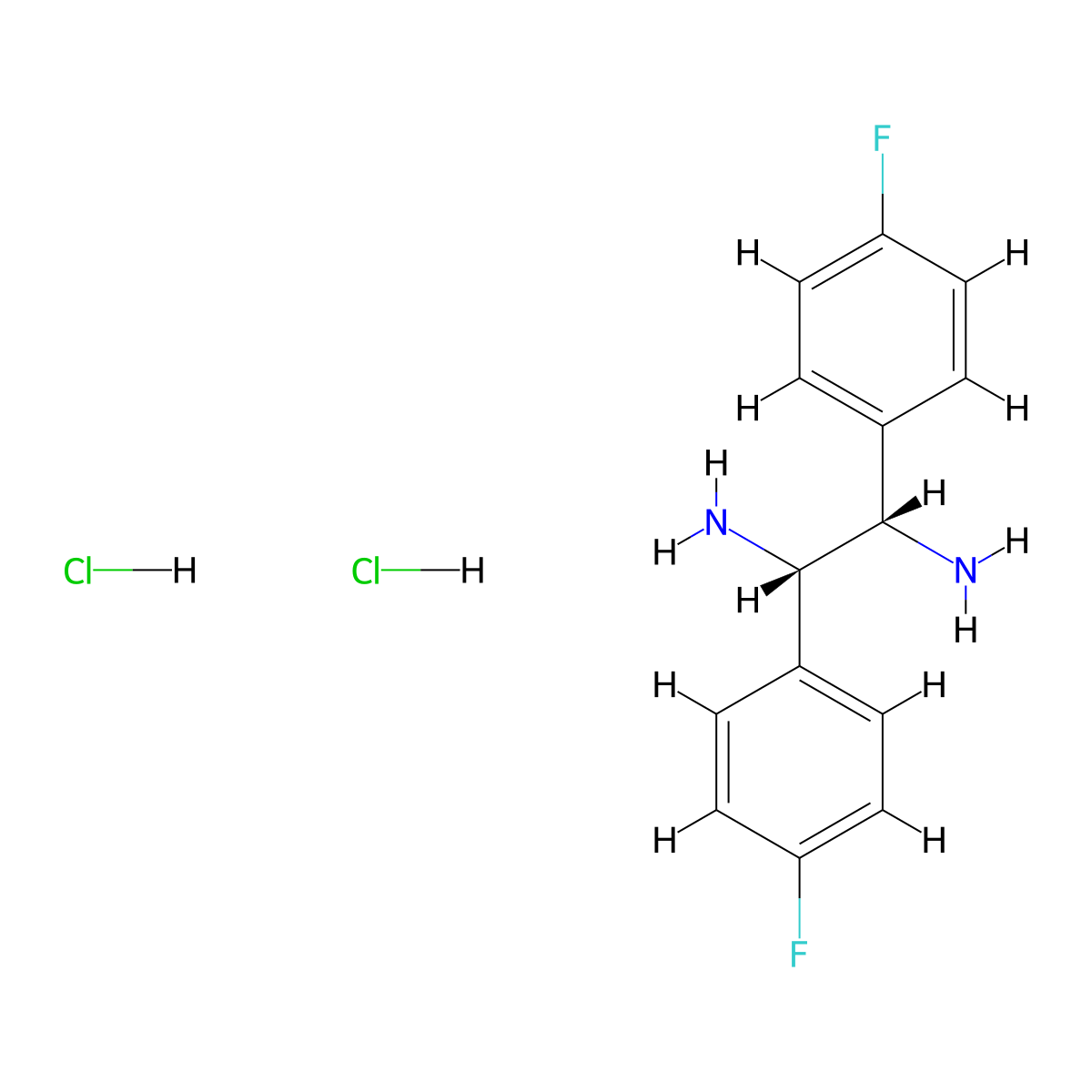 (1S,2S)-1,2-Bis(4-fluorophenyl)ethane-1,2-diamine--hydrogen chloride (1/2) molecular structure, CAS 1052707-11-5