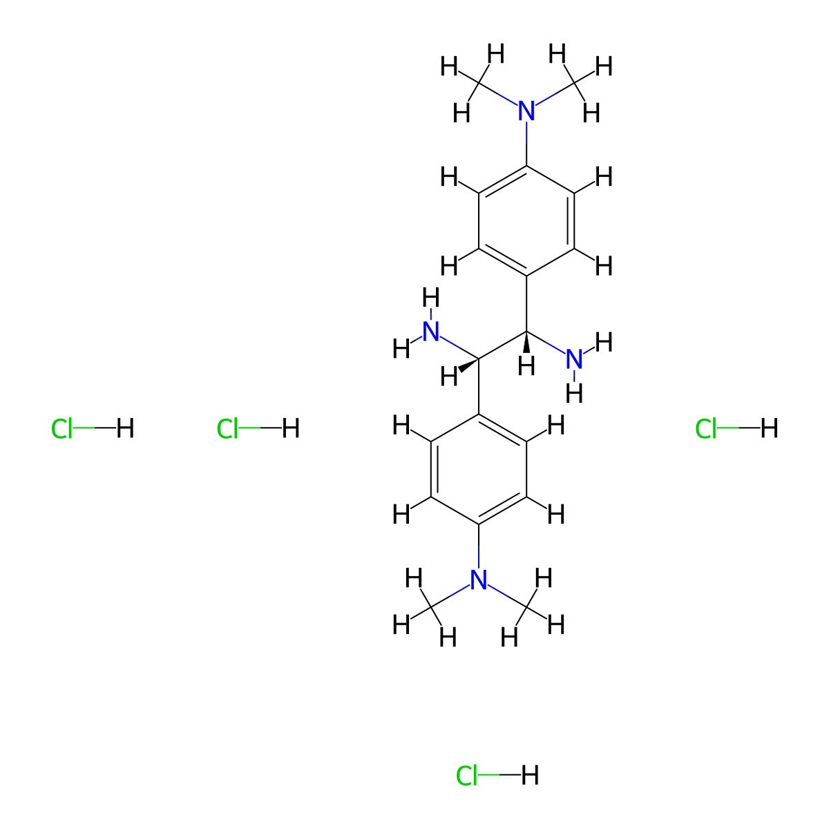 (1S,2S)-1,2-Bis(4-(dimethylamino)phenyl)ethane-1,2-diamine tetrahydrochloride molecular structure, CAS 1052707-21-7