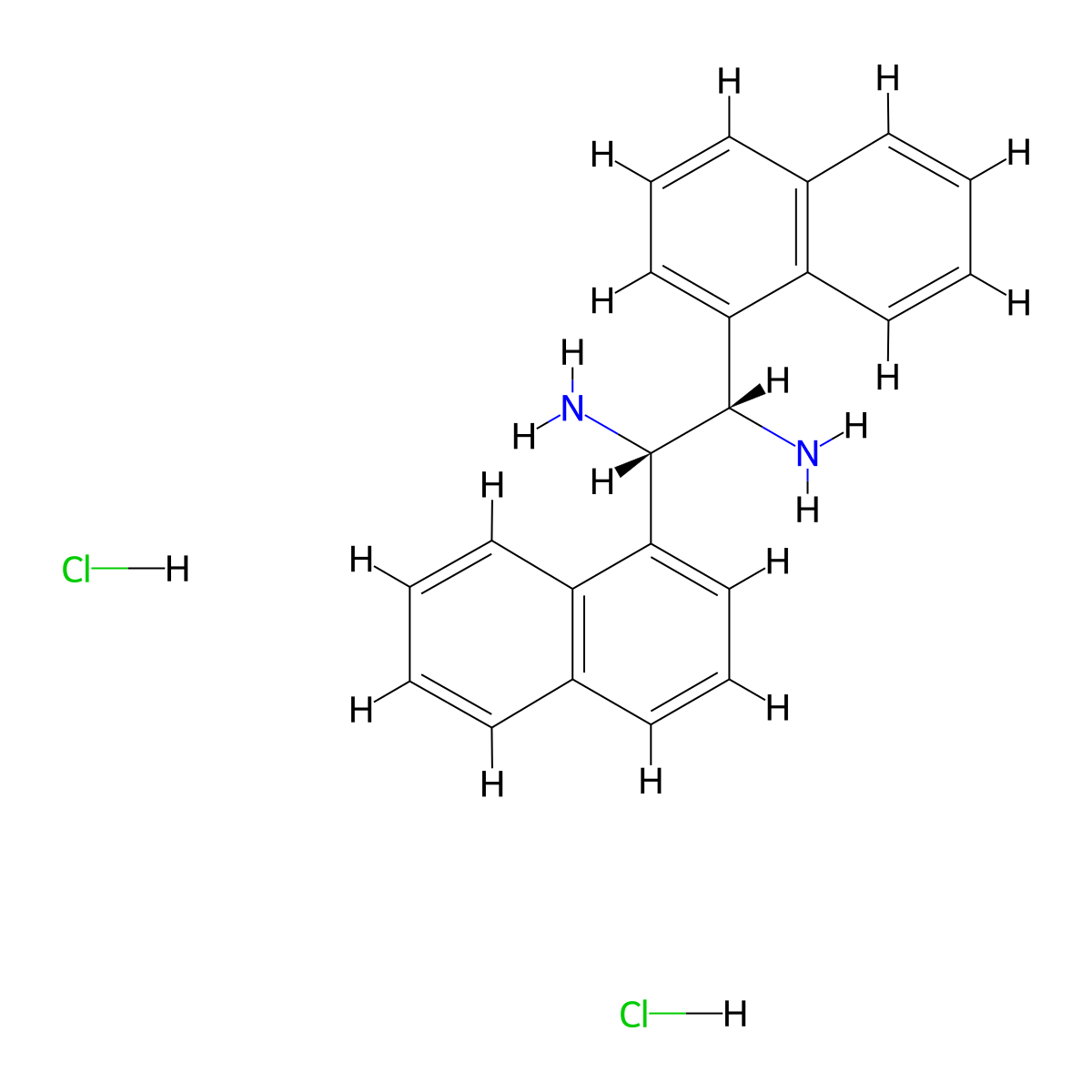 (1S,2S)-1,2-Di(naphthalen-1-yl)ethane-1,2-diamine dihydrochloride molecular structure, CAS 1052707-27-3