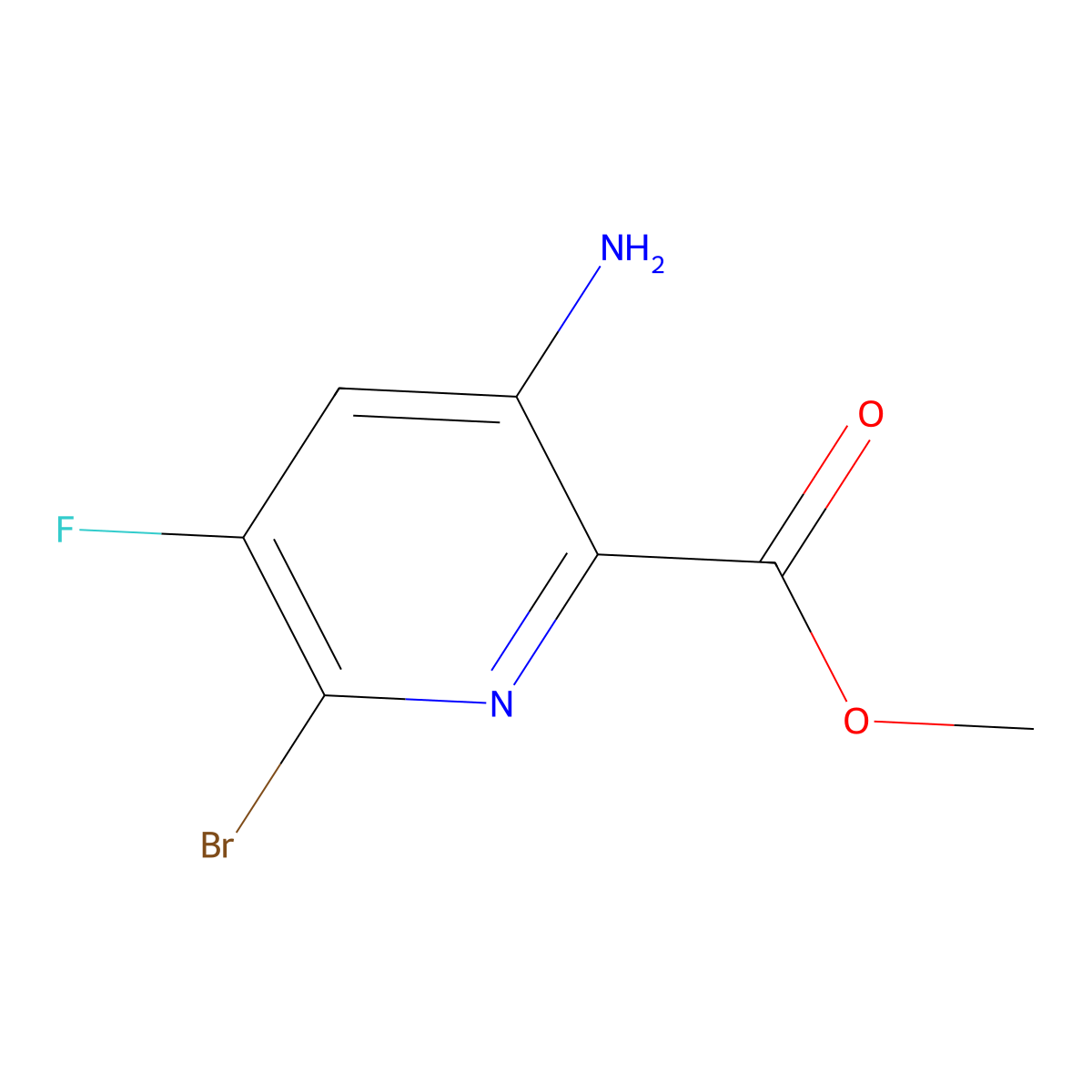 Methyl 3-amino-6-bromo-5-fluoropicolinate molecular structure, CAS 1052714-13-2