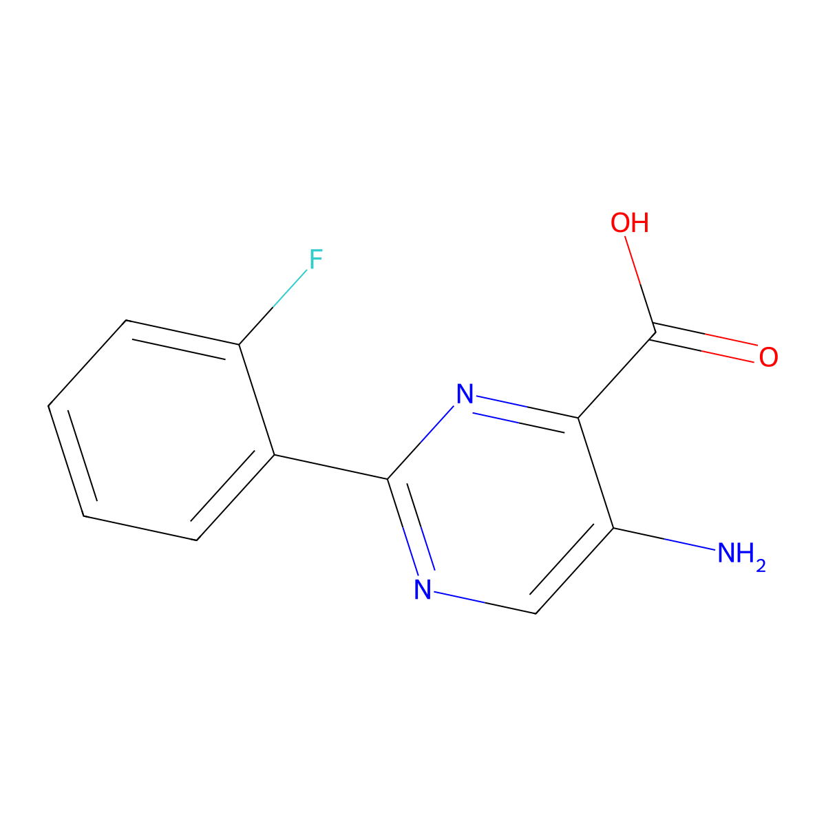 5-Amino-2-(2-fluorophenyl)pyrimidine-4-carboxylic acid molecular structure, CAS 1052714-37-0