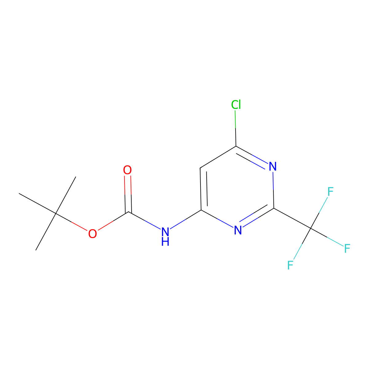 tert-butyl N-[6-chloro-2-(trifluoromethyl)pyrimidin-4-yl]carbamate molecular structure, CAS 1052714-61-0