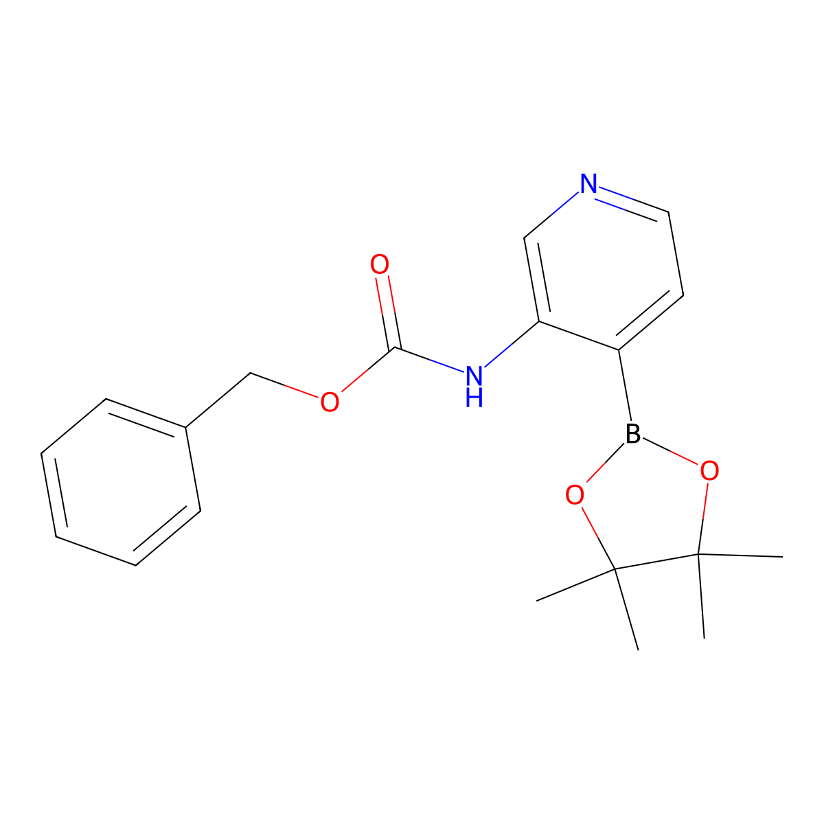 Benzyl (4-(4,4,5,5-tetramethyl-1,3,2-dioxaborolan-2-yl)pyridin-3-yl)carbamate molecular structure, CAS 1052714-63-2