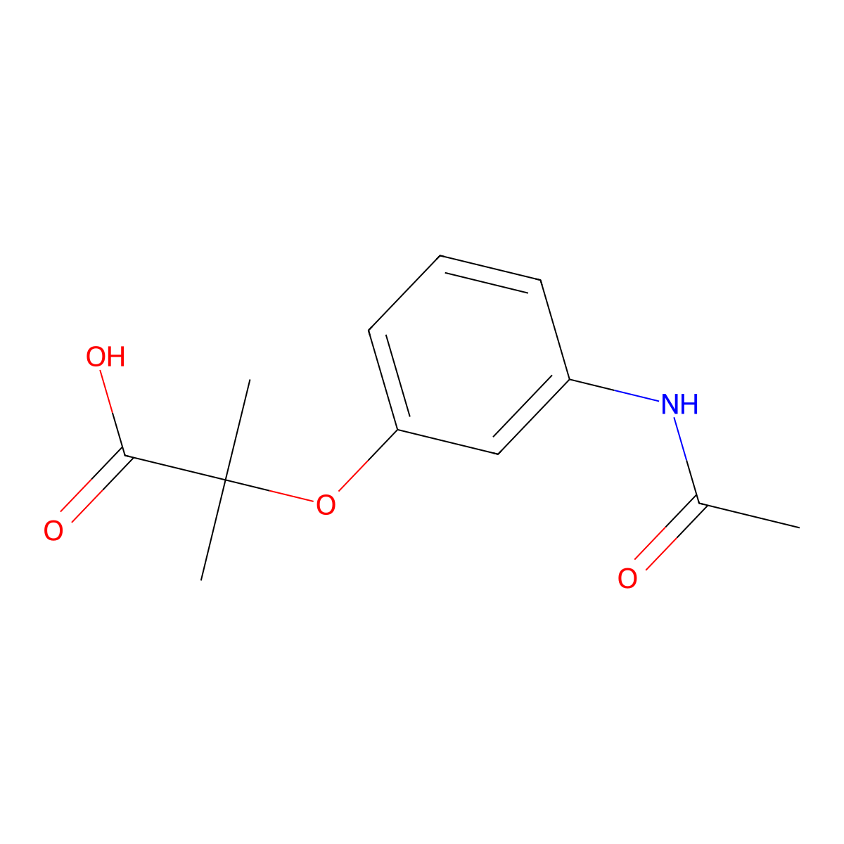 2-(3-Acetylamino-phenoxy)-2-methyl-propionic acid molecular structure, CAS 1052722-09-4
