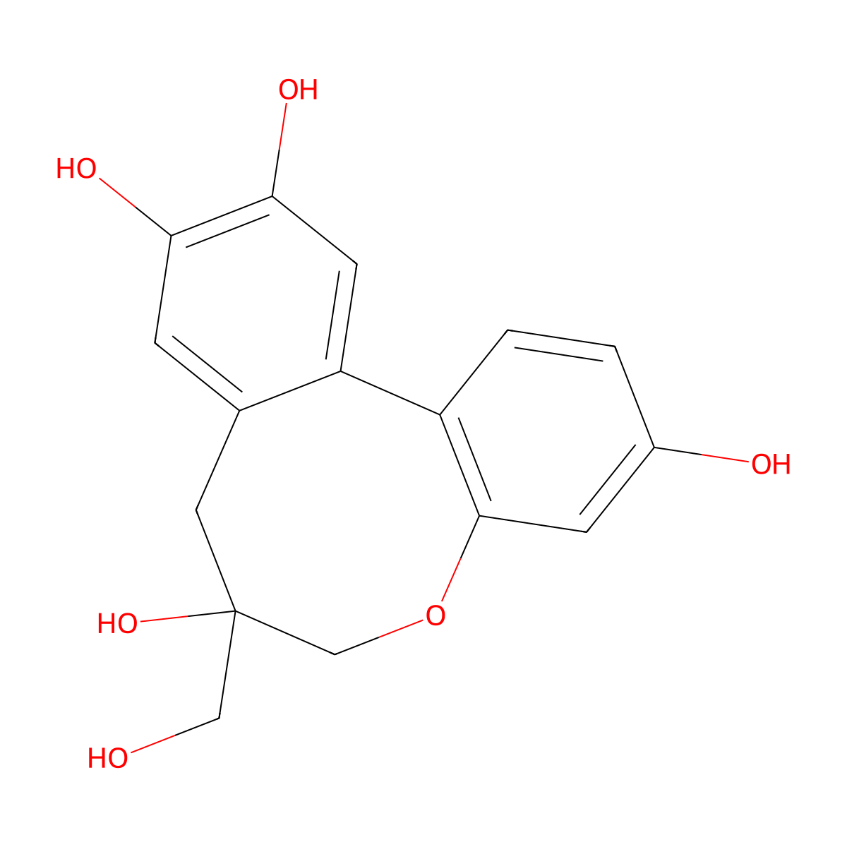 (R)-7-(Hydroxymethyl)-7,8-dihydro-6H-dibenzo[b,d]oxocine-3,7,10,11-tetraol molecular structure, CAS 1052724-15-8