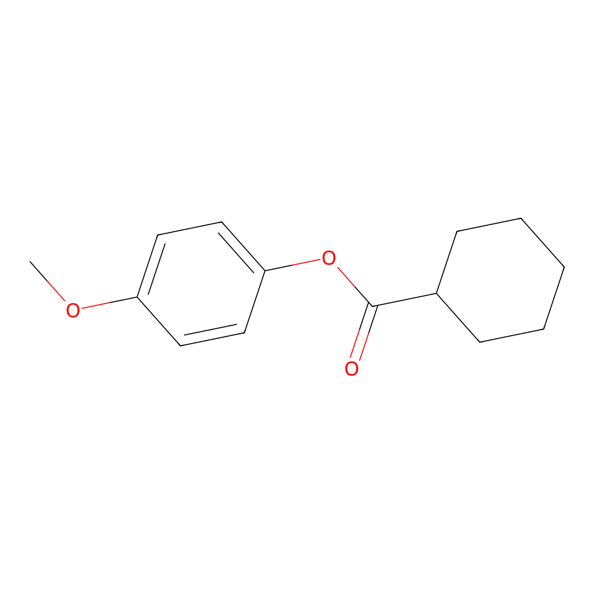 Cyclohexanecarboxylic acid, 4-methoxyphenyl ester molecular structure, CAS 105273-29-8