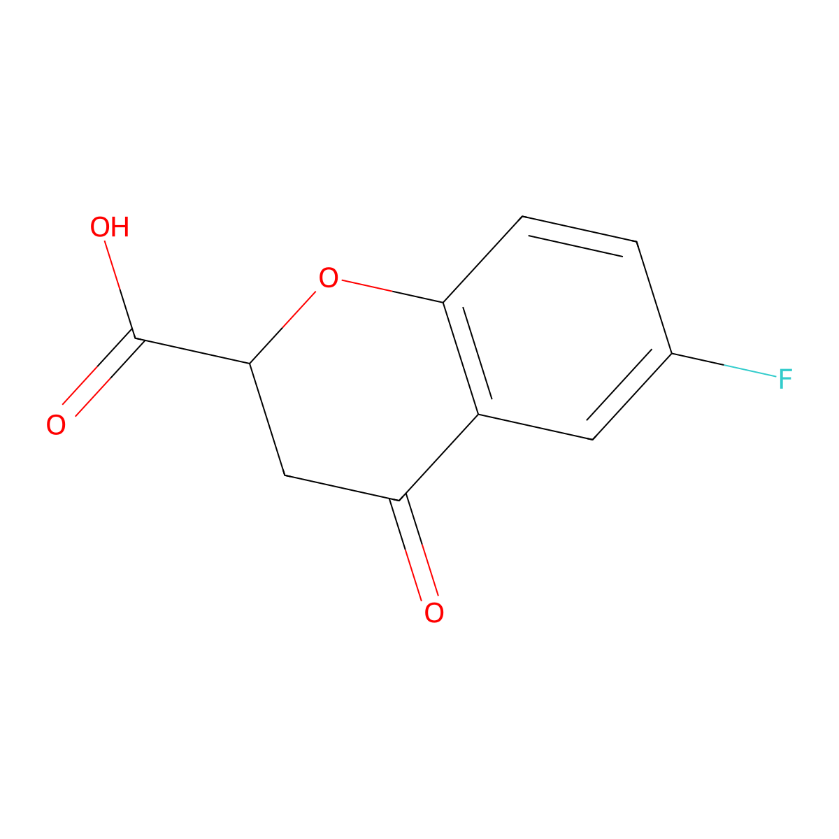 6-fluoro-4-oxo-3,4-dihydro-2H-1-benzopyran-2-carboxylic acid molecular structure, CAS 105300-40-1