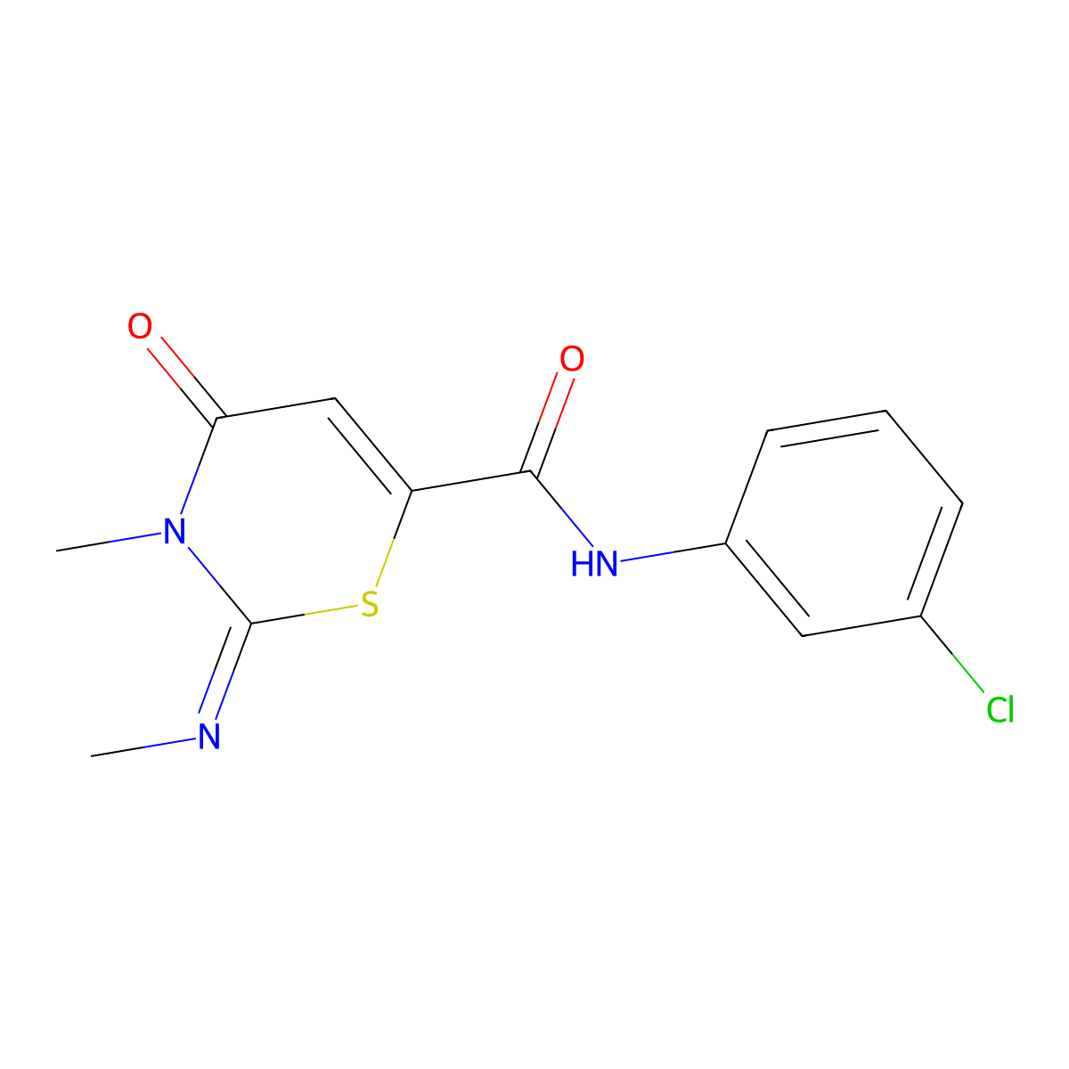 (2Z)-N-(3-chlorophenyl)-3-methyl-2-(methylimino)-4-oxo-3,4-dihydro-2H-1,3-thiazine-6-carboxamide molecular structure, CAS 1053054-62-8