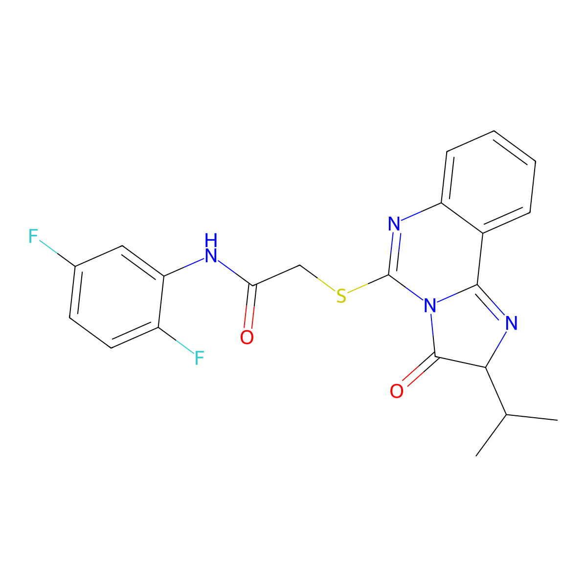 N-(2,5-difluorophenyl)-2-((2-isopropyl-3-oxo-2,3-dihydroimidazo[1,2-c]quinazolin-5-yl)thio)acetamide molecular structure, CAS 1053075-36-7