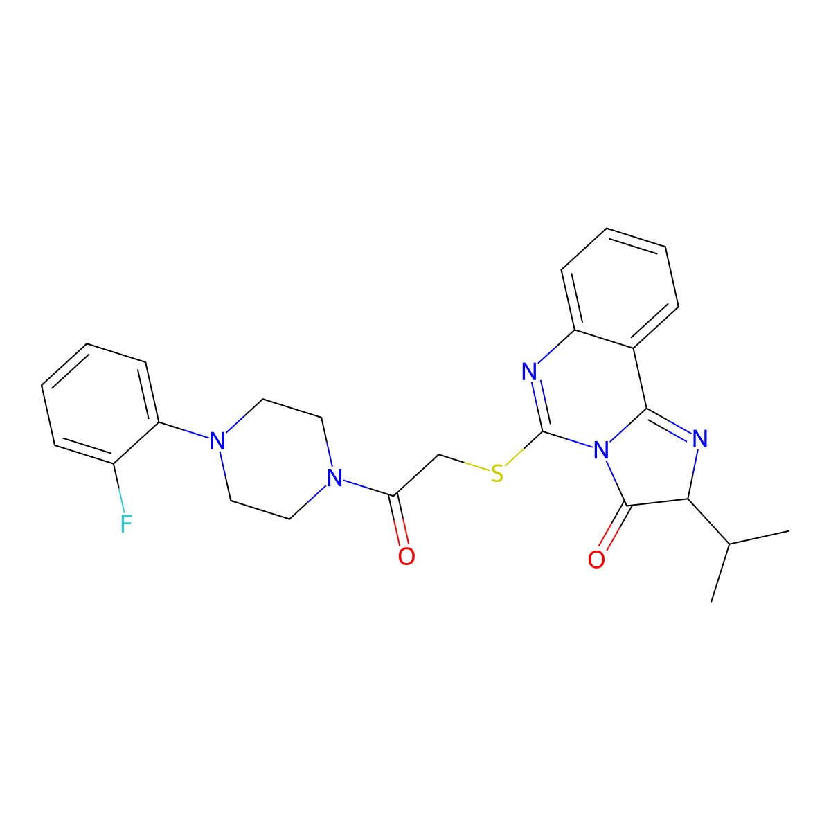 5-((2-(4-(2-fluorophenyl)piperazin-1-yl)-2-oxoethyl)thio)-2-isopropylimidazo[1,2-c]quinazolin-3(2H)-one molecular structure, CAS 1053075-53-8