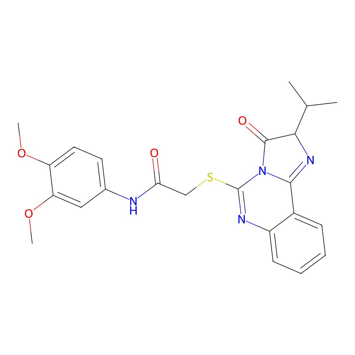 N-(3,4-dimethoxyphenyl)-2-((2-isopropyl-3-oxo-2,3-dihydroimidazo[1,2-c]quinazolin-5-yl)thio)acetamide molecular structure, CAS 1053076-14-4