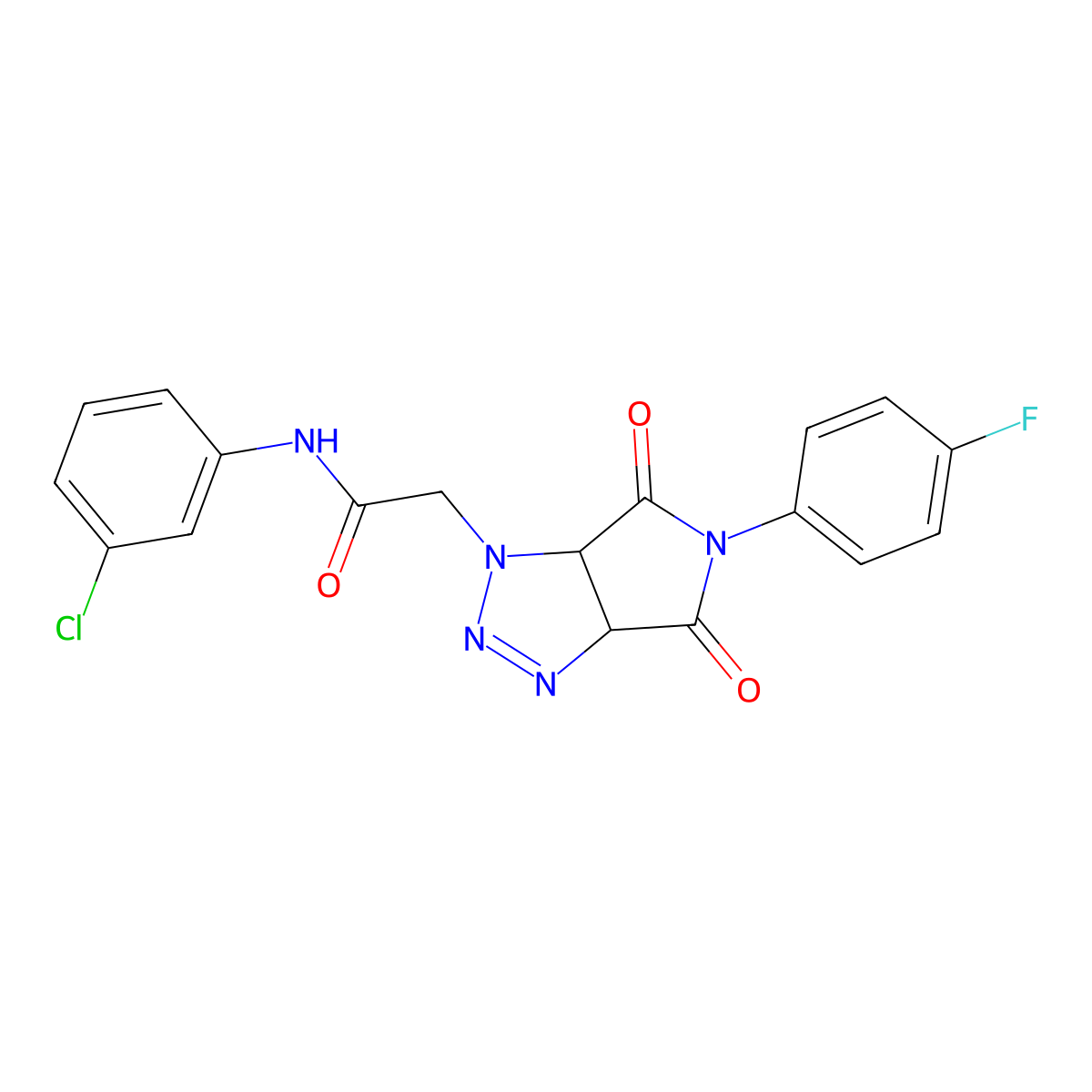 N-(3-chlorophenyl)-2-[5-(4-fluorophenyl)-4,6-dioxo-4,5,6,6a-tetrahydropyrrolo[3,4-d][1,2,3]triazol-1(3aH)-yl]acetamide molecular structure, CAS 1053076-55-3