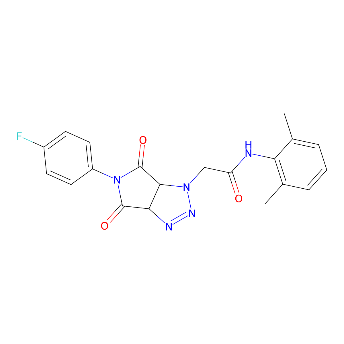 N-(2,6-dimethylphenyl)-2-[5-(4-fluorophenyl)-4,6-dioxo-4,5,6,6a-tetrahydropyrrolo[3,4-d][1,2,3]triazol-1(3aH)-yl]acetamide molecular structure, CAS 1053076-72-4