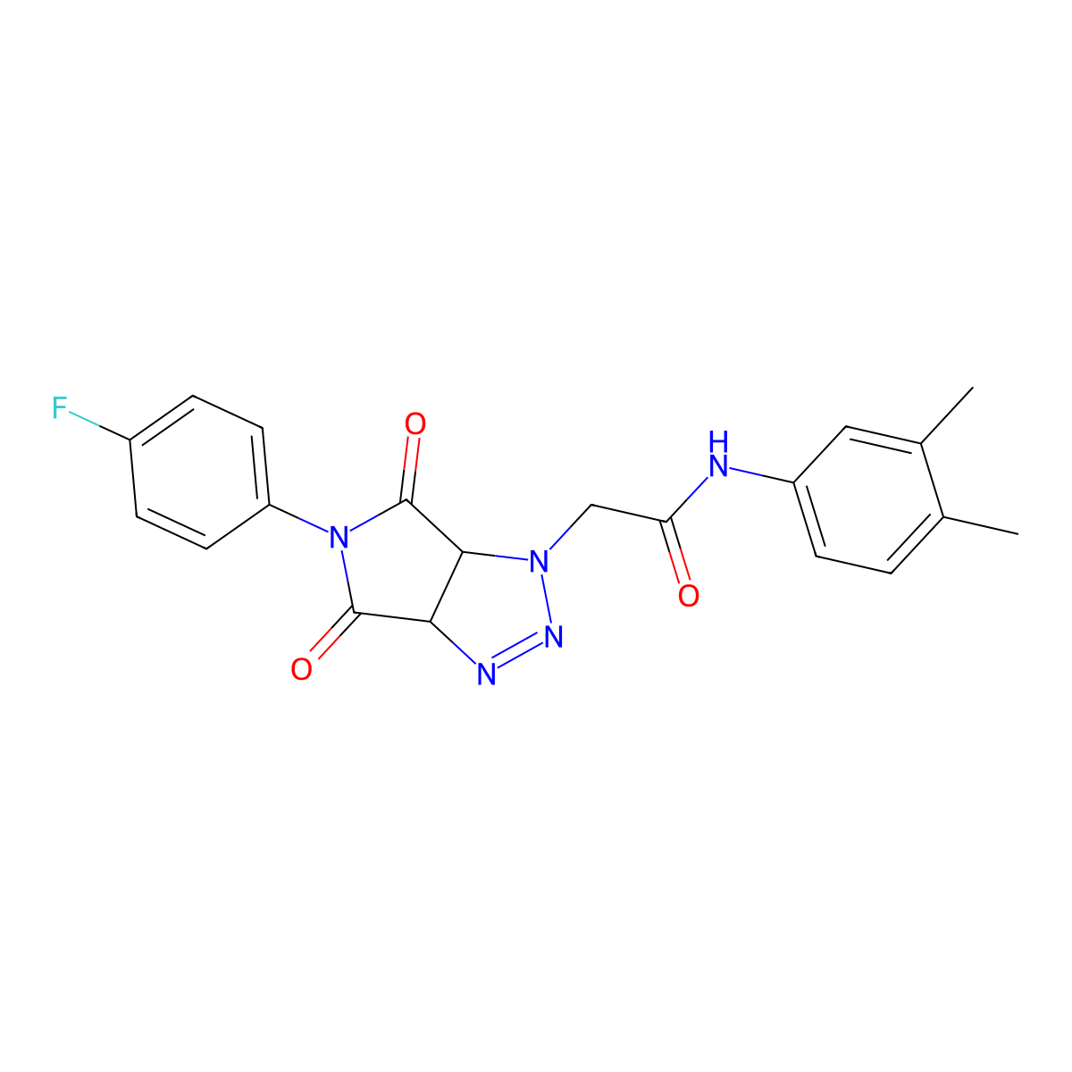 N-(3,4-dimethylphenyl)-2-[5-(4-fluorophenyl)-4,6-dioxo-4,5,6,6a-tetrahydropyrrolo[3,4-d][1,2,3]triazol-1(3aH)-yl]acetamide molecular structure, CAS 1053076-75-7