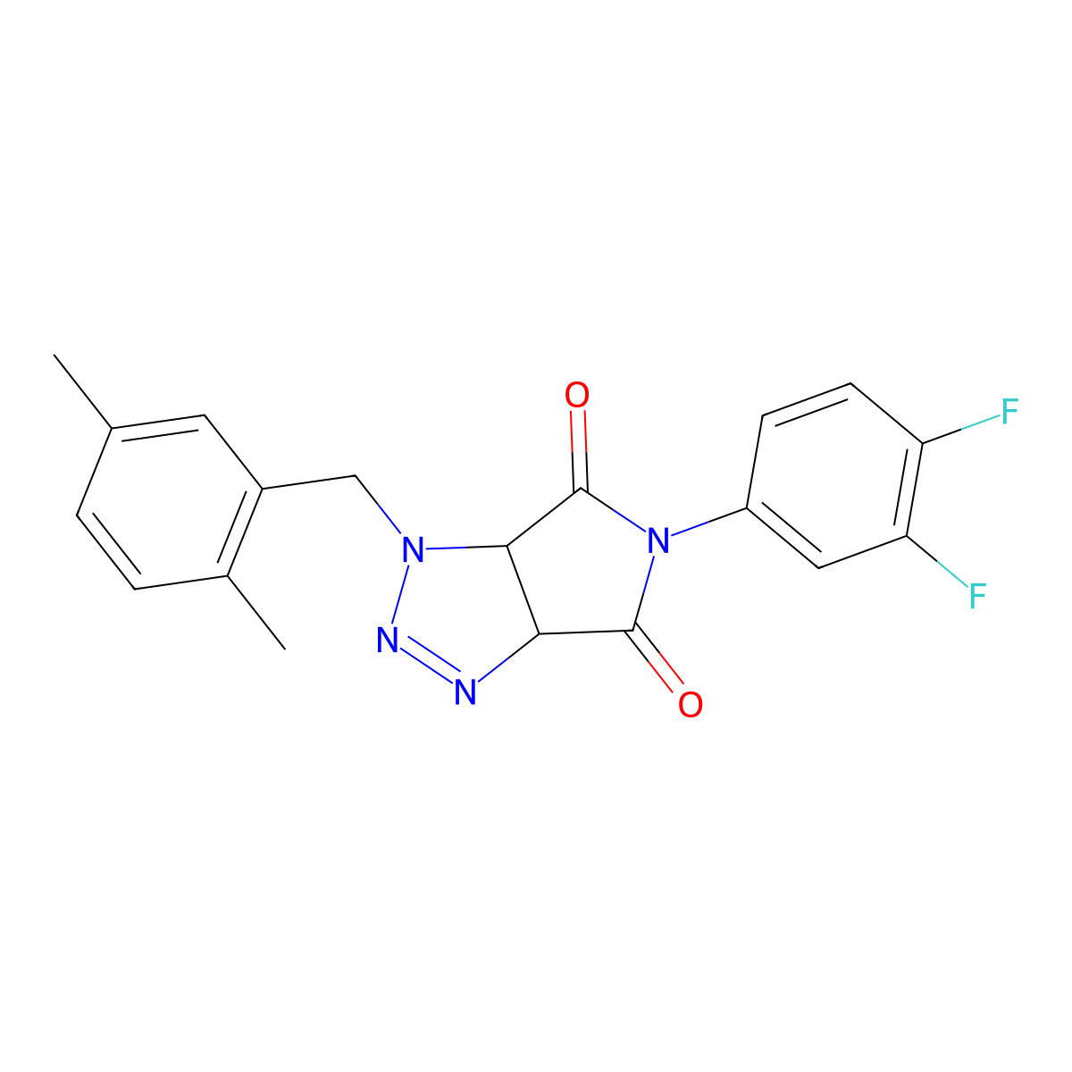 5-(3,4-difluorophenyl)-1-(2,5-dimethylbenzyl)-3a,6a-dihydropyrrolo[3,4-d][1,2,3]triazole-4,6(1H,5H)-dione molecular structure, CAS 1053077-07-8