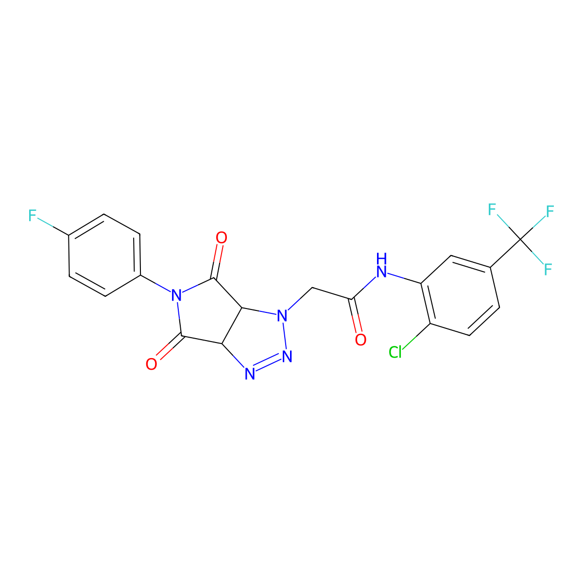 N-[2-chloro-5-(trifluoromethyl)phenyl]-2-[5-(4-fluorophenyl)-4,6-dioxo-4,5,6,6a-tetrahydropyrrolo[3,4-d][1,2,3]triazol-1(3aH)-yl]acetamide molecular structure, CAS 1053077-15-8