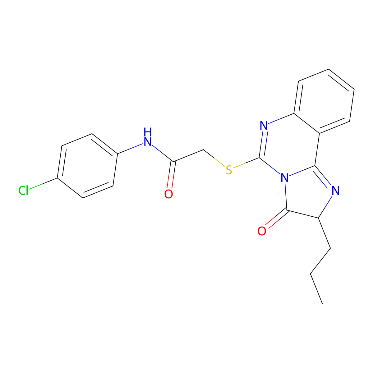 N-(4-chlorophenyl)-2-((3-oxo-2-propyl-2,3-dihydroimidazo[1,2-c]quinazolin-5-yl)thio)acetamide molecular structure, CAS 1053077-36-3