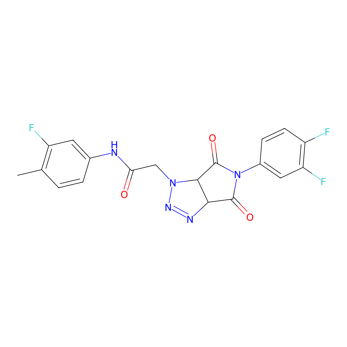 2-[5-(3,4-difluorophenyl)-4,6-dioxo-4,5,6,6a-tetrahydropyrrolo[3,4-d][1,2,3]triazol-1(3aH)-yl]-N-(3-fluoro-4-methylphenyl)acetamide molecular structure, CAS 1053078-13-9