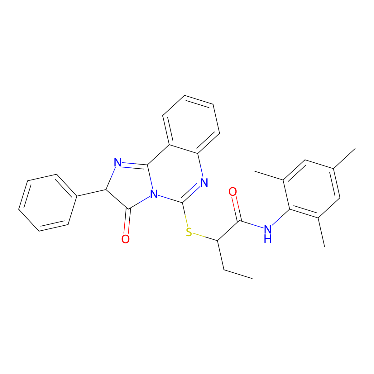 N-mesityl-2-((3-oxo-2-phenyl-2,3-dihydroimidazo[1,2-c]quinazolin-5-yl)thio)butanamide molecular structure, CAS 1053078-16-2