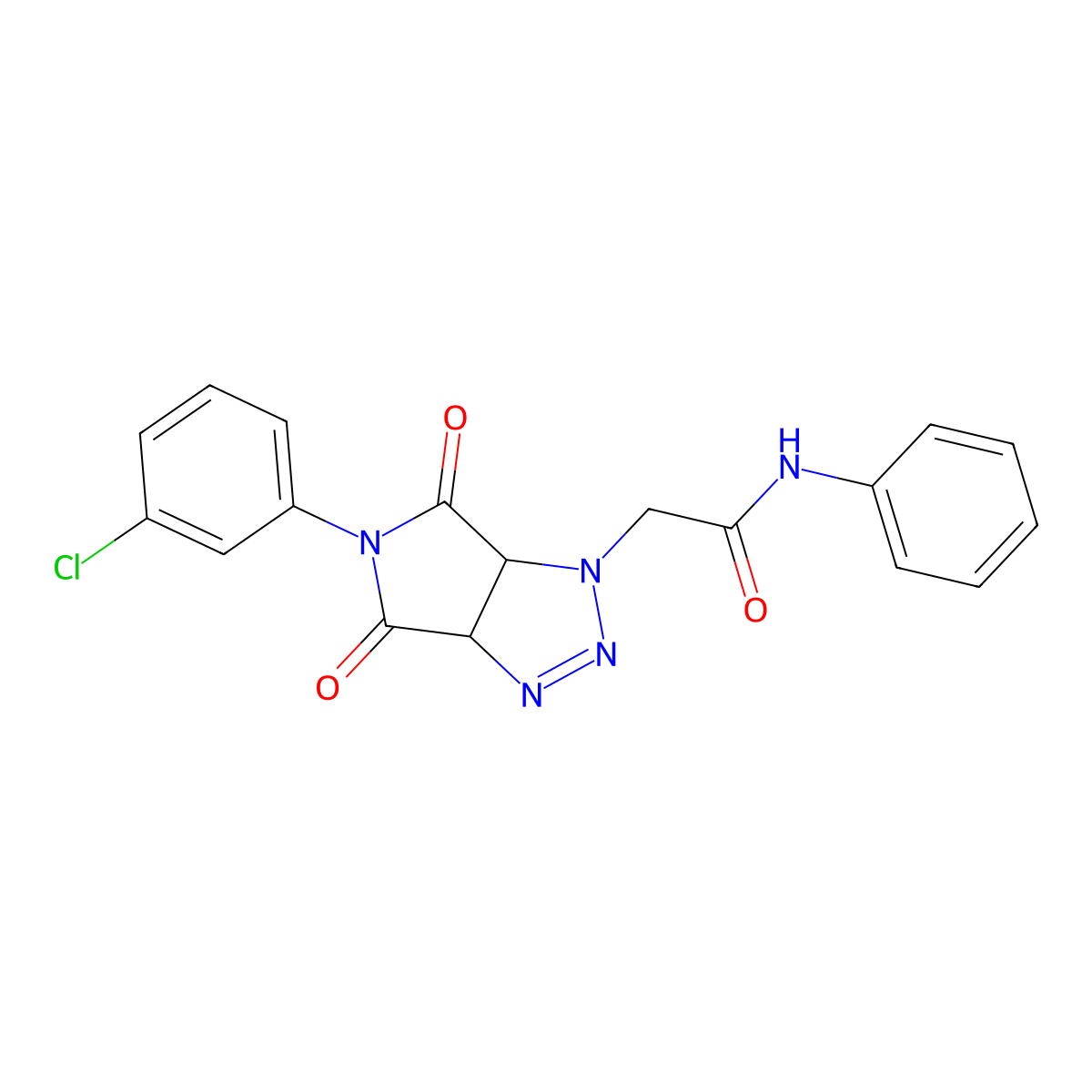 5-(3-Chlorophenyl)-4,5,6,6a-tetrahydro-4,6-dioxo-N-phenylpyrrolo(3,4-d)-1,2,3-triazole-1(3aH)-acetamide molecular structure, CAS 1053078-71-9