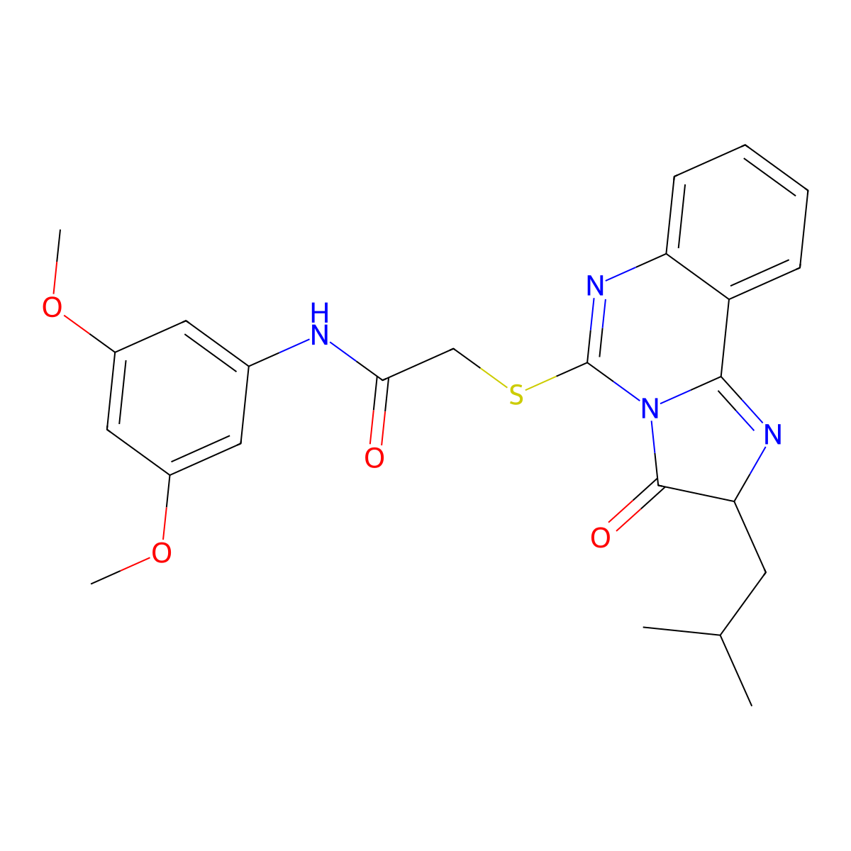 N-(3,5-dimethoxyphenyl)-2-{[2-(2-methylpropyl)-3-oxo-2H,3H-imidazo[1,2-c]quinazolin-5-yl]sulfanyl}acetamide molecular structure, CAS 1053078-72-0