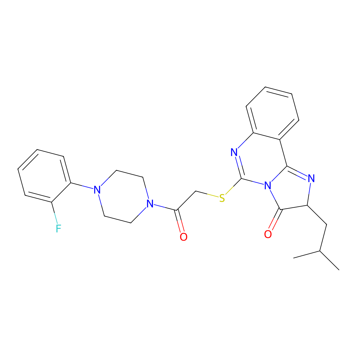 5-((2-(4-(2-fluorophenyl)piperazin-1-yl)-2-oxoethyl)thio)-2-isobutylimidazo[1,2-c]quinazolin-3(2H)-one molecular structure, CAS 1053079-52-9