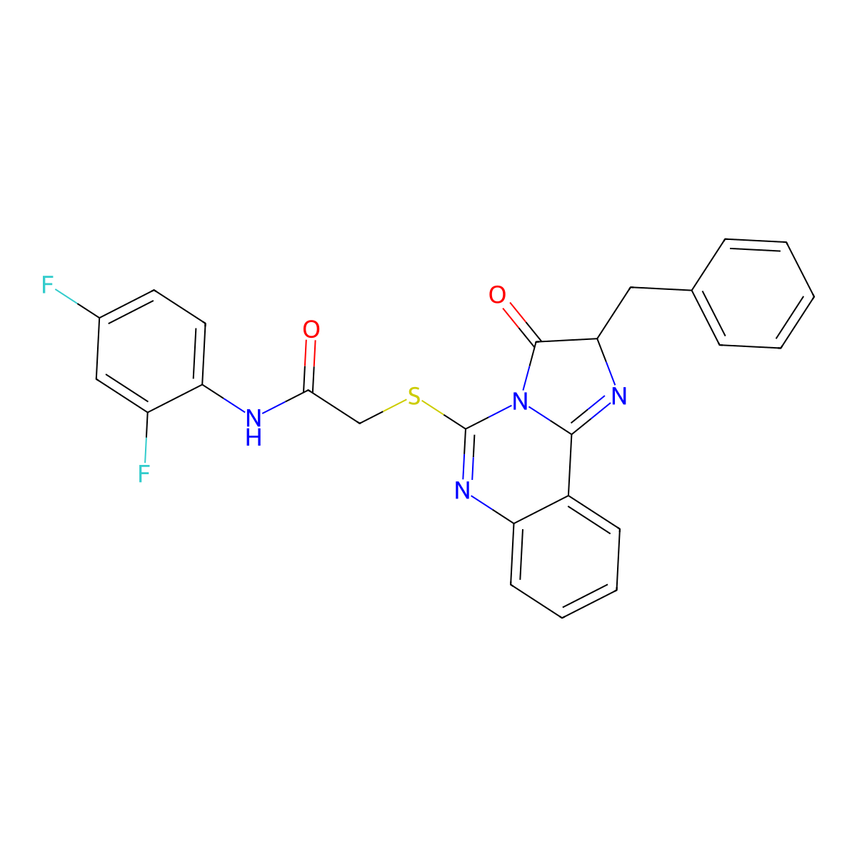 2-((2-benzyl-3-oxo-2,3-dihydroimidazo[1,2-c]quinazolin-5-yl)thio)-N-(2,4-difluorophenyl)acetamide molecular structure, CAS 1053079-68-7