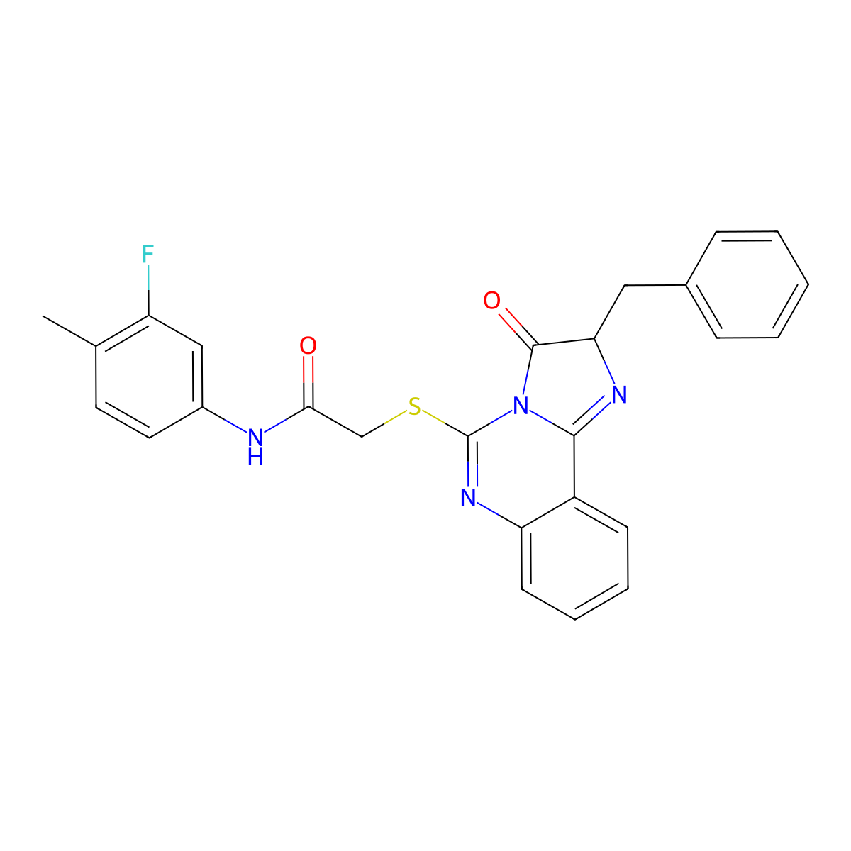 2-((2-benzyl-3-oxo-2,3-dihydroimidazo[1,2-c]quinazolin-5-yl)thio)-N-(3-fluoro-4-methylphenyl)acetamide molecular structure, CAS 1053079-88-1