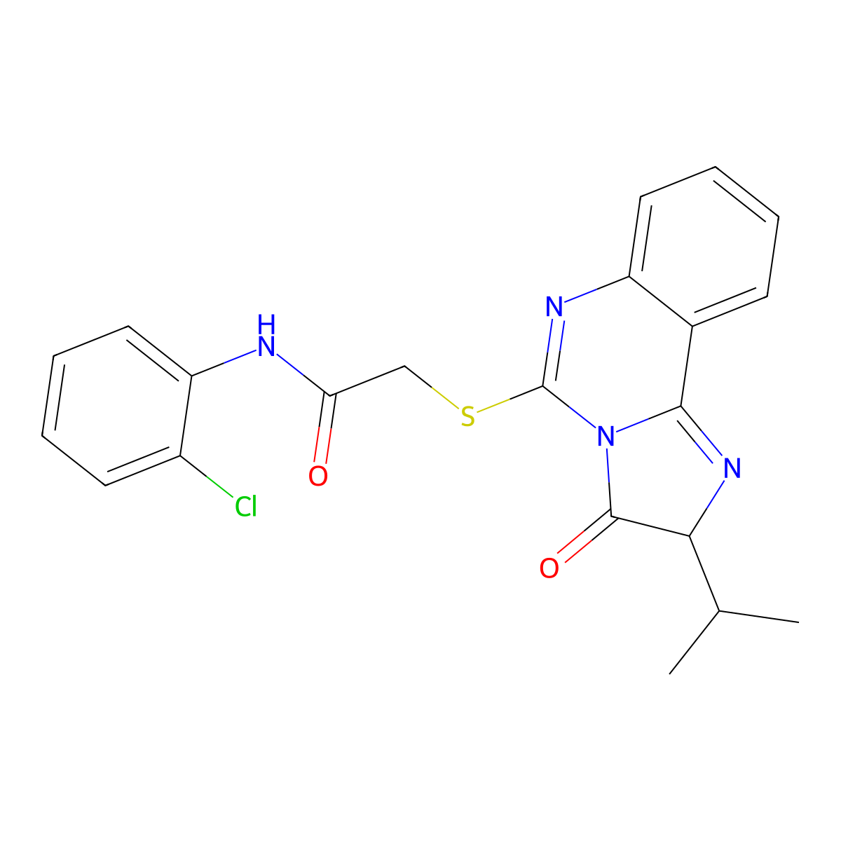 N-(2-chlorophenyl)-2-((2-isopropyl-3-oxo-2,3-dihydroimidazo[1,2-c]quinazolin-5-yl)thio)acetamide molecular structure, CAS 1053080-11-7
