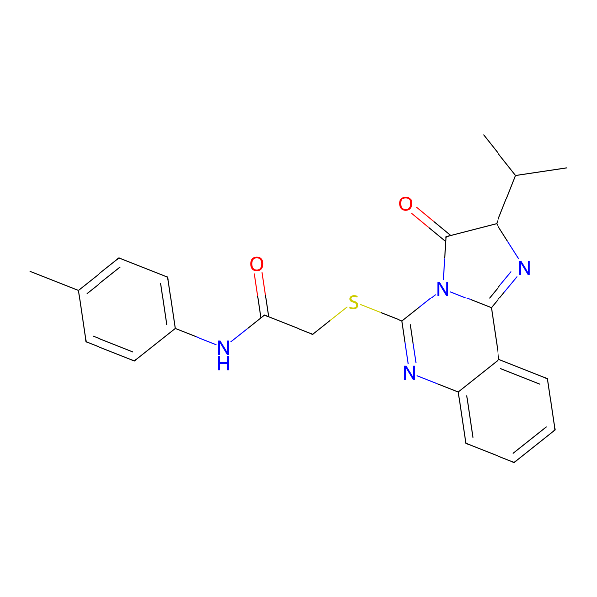 2-((2-isopropyl-3-oxo-2,3-dihydroimidazo[1,2-c]quinazolin-5-yl)thio)-N-(p-tolyl)acetamide molecular structure, CAS 1053080-25-3
