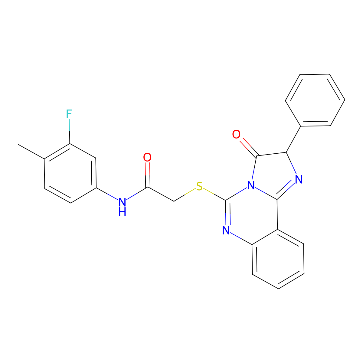 N-(3-fluoro-4-methylphenyl)-2-((3-oxo-2-phenyl-2,3-dihydroimidazo[1,2-c]quinazolin-5-yl)thio)acetamide molecular structure, CAS 1053080-34-4
