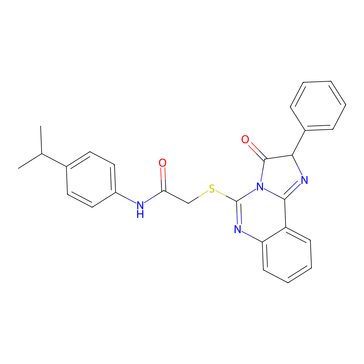 2-({3-oxo-2-phenyl-2H,3H-imidazo[1,2-c]quinazolin-5-yl}sulfanyl)-N-[4-(propan-2-yl)phenyl]acetamide molecular structure, CAS 1053081-09-6