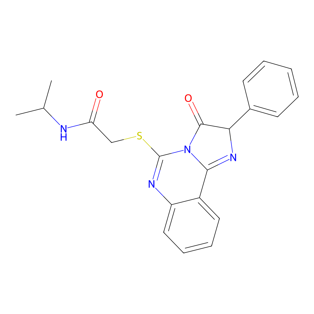 N-isopropyl-2-((3-oxo-2-phenyl-2,3-dihydroimidazo[1,2-c]quinazolin-5-yl)thio)acetamide molecular structure, CAS 1053082-40-8
