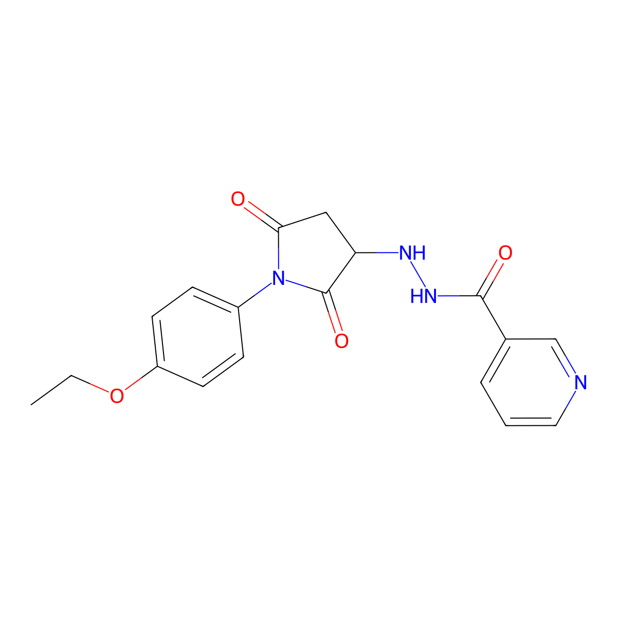 N'-[1-(4-ethoxyphenyl)-2,5-dioxopyrrolidin-3-yl]pyridine-3-carbohydrazide molecular structure, CAS 1053083-73-0