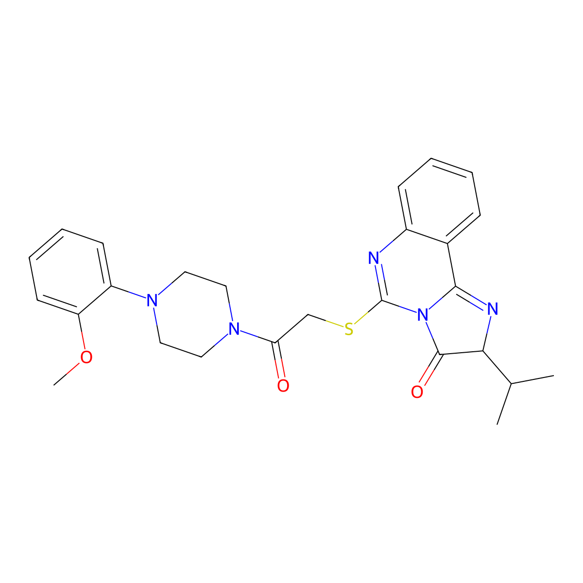 2-isopropyl-5-((2-(4-(2-methoxyphenyl)piperazin-1-yl)-2-oxoethyl)thio)imidazo[1,2-c]quinazolin-3(2H)-one molecular structure, CAS 1053083-96-7