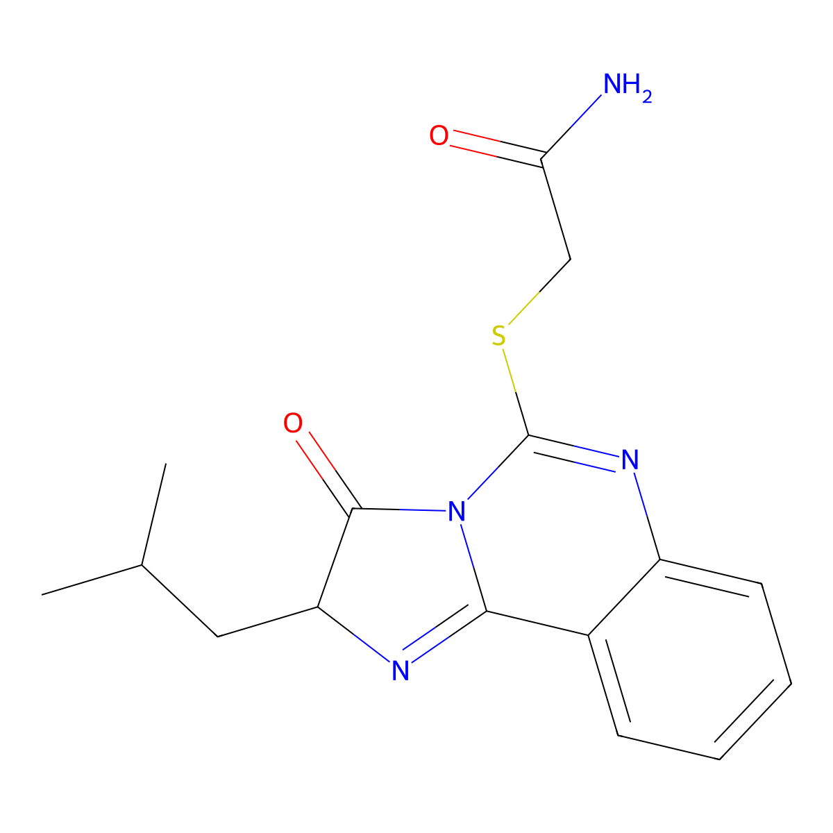 2-((2-Isobutyl-3-oxo-2,3-dihydroimidazo[1,2-c]quinazolin-5-yl)thio)acetamide molecular structure, CAS 1053084-07-3