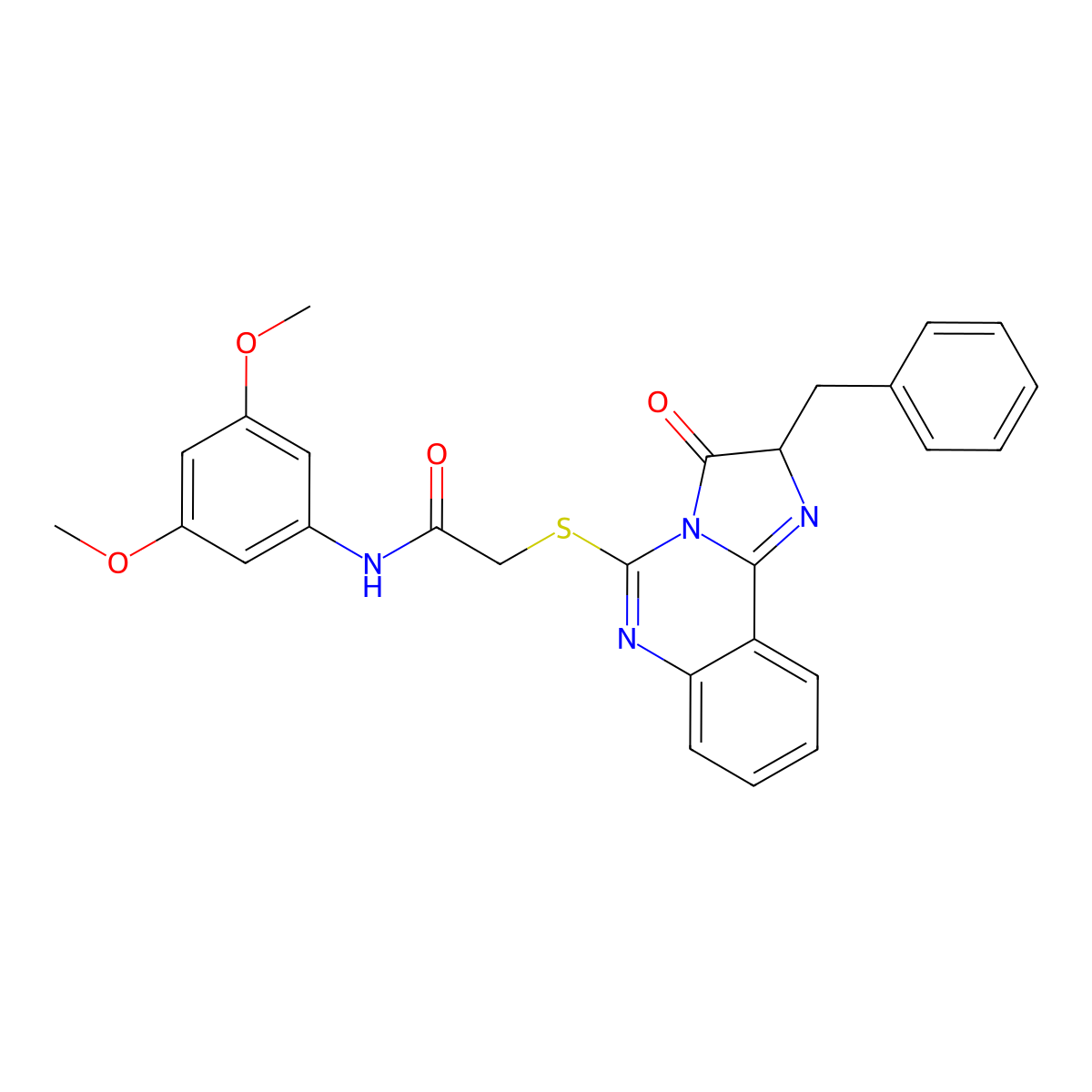 2-({2-benzyl-3-oxo-2H,3H-imidazo[1,2-c]quinazolin-5-yl}sulfanyl)-N-(3,5-dimethoxyphenyl)acetamide molecular structure, CAS 1053084-76-6