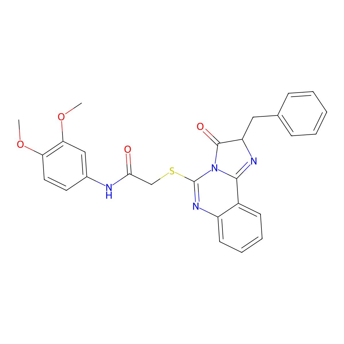 2-((2-benzyl-3-oxo-2,3-dihydroimidazo[1,2-c]quinazolin-5-yl)thio)-N-(3,4-dimethoxyphenyl)acetamide molecular structure, CAS 1053084-85-7