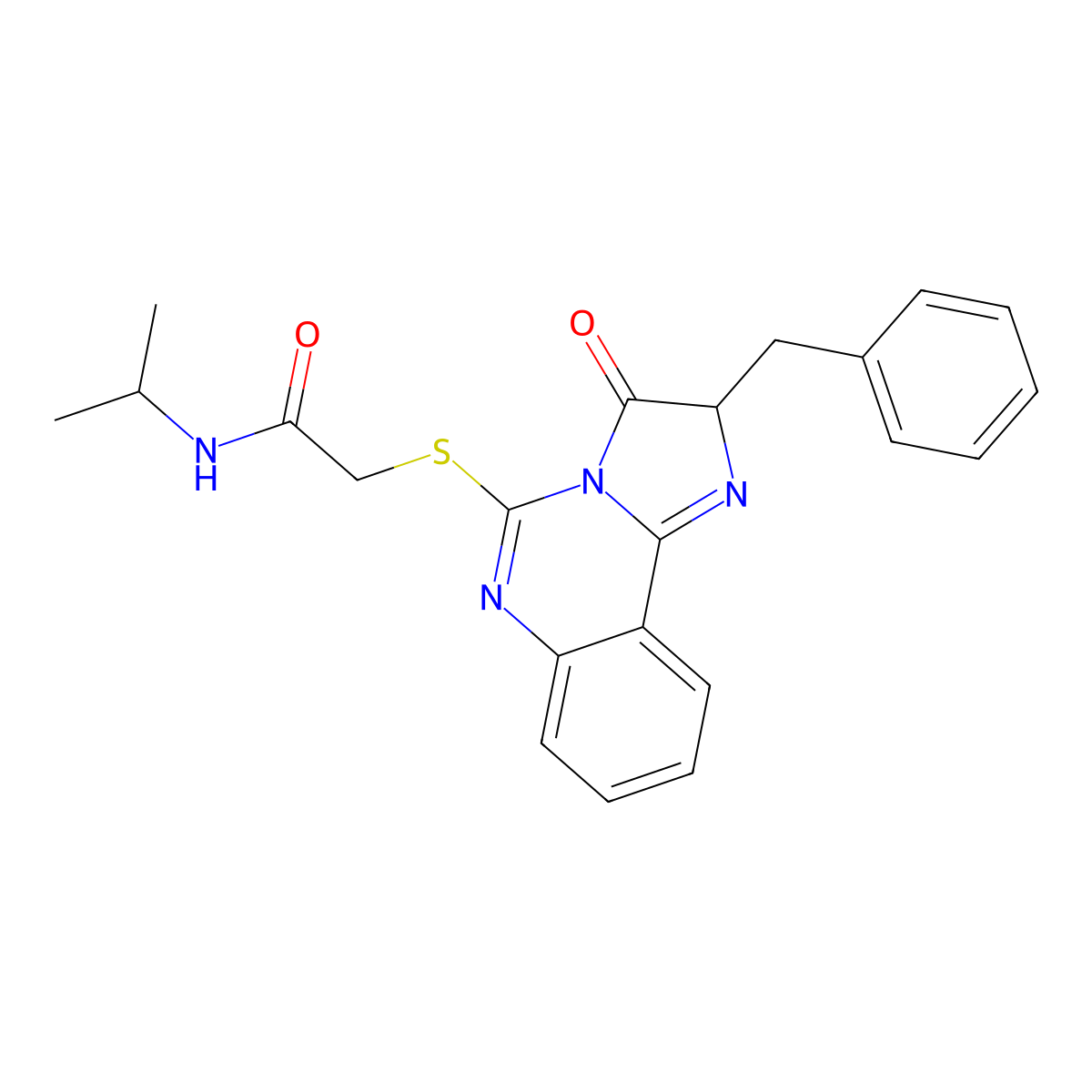 2-((2-benzyl-3-oxo-2,3-dihydroimidazo[1,2-c]quinazolin-5-yl)thio)-N-isopropylacetamide molecular structure, CAS 1053085-29-2