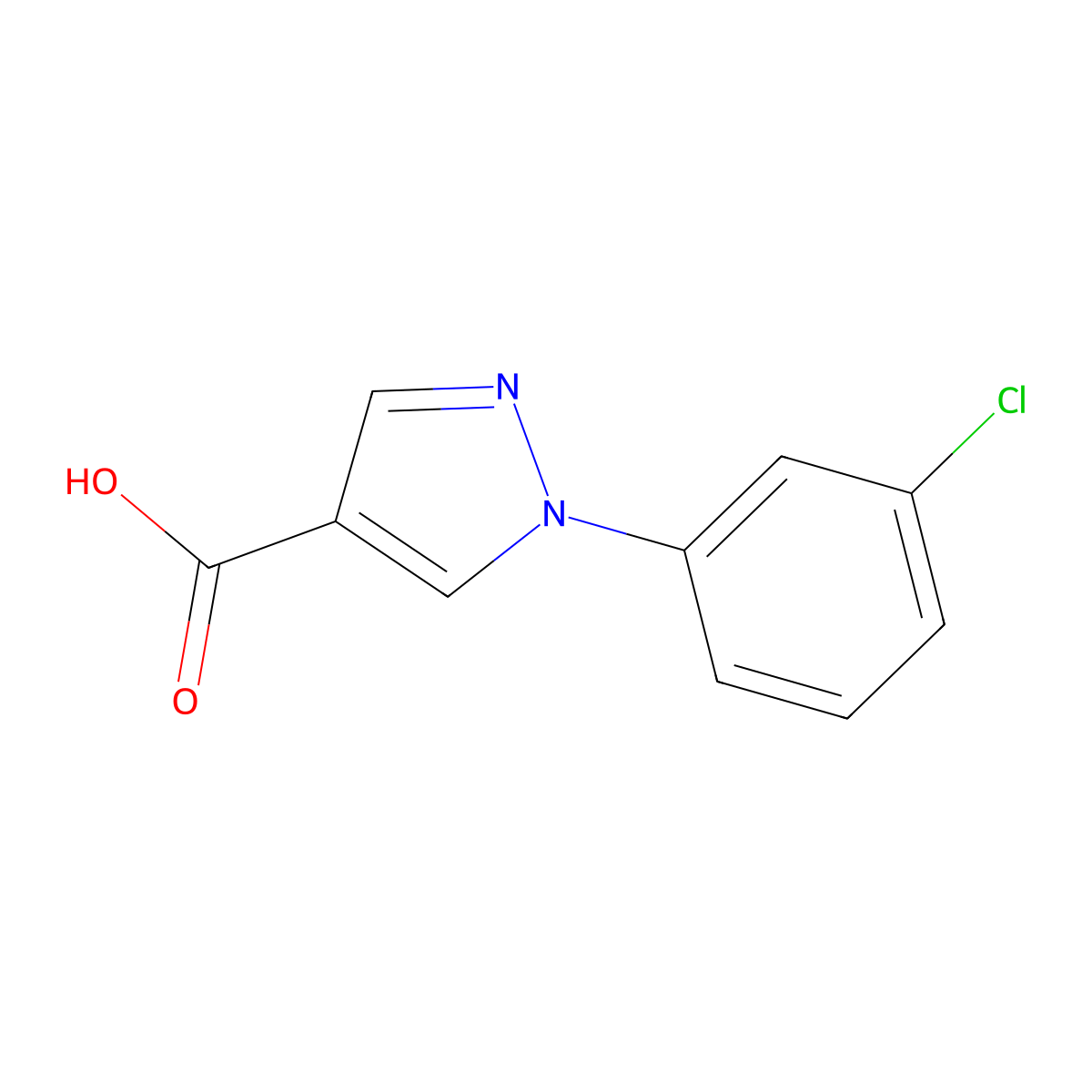 1-(3-chlorophenyl)-1H-pyrazole-4-carboxylic acid molecular structure, CAS 1053085-34-9