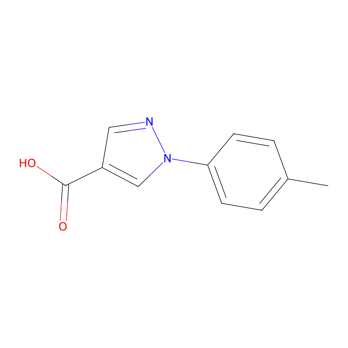 1-(4-Methylphenyl)-1H-pyrazole-4-carboxylic acid molecular structure, CAS 1053085-48-5
