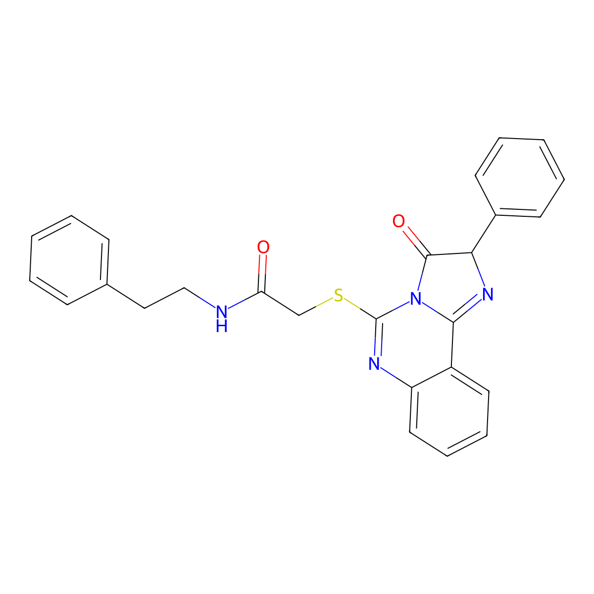 2-((3-oxo-2-phenyl-2,3-dihydroimidazo[1,2-c]quinazolin-5-yl)thio)-N-phenethylacetamide molecular structure, CAS 1053085-97-4