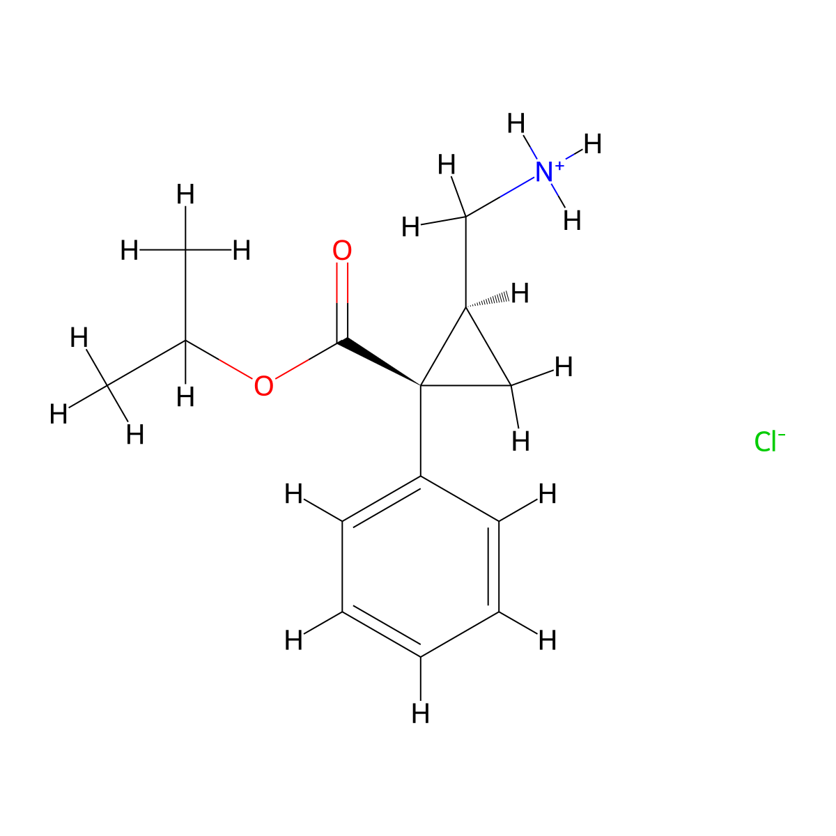 Cyclopropanecarboxylic acid, 2-(aminomethyl)-1-phenyl-, 1-methylethyl ester, (Z)-, monohydrochloride molecular structure, CAS 105310-29-0