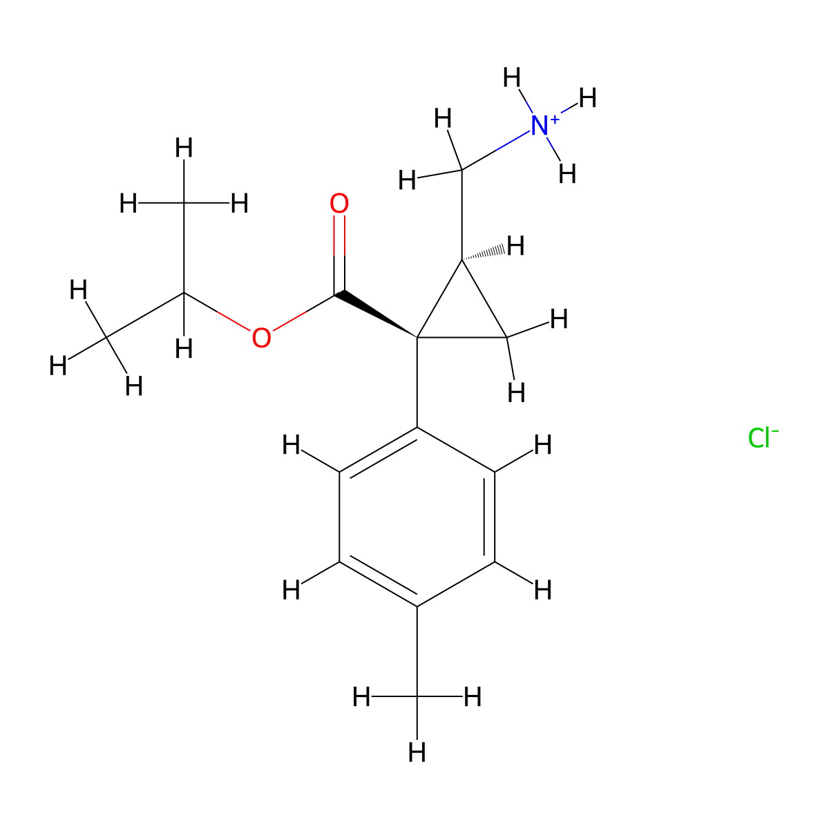 Propan-2-yl 2-(aminomethyl)-1-(4-methylphenyl)cyclopropane-1-carboxylate--hydrogen chloride (1/1) molecular structure, CAS 105310-31-4