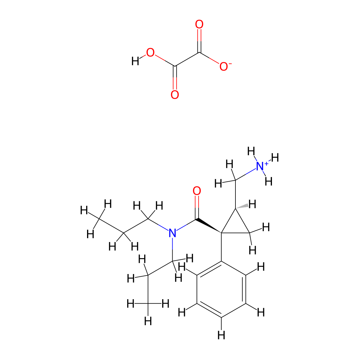Cyclopropanecarboxamide, 2-(aminomethyl)-N,N-dipropyl-1-phenyl-, (Z)-, oxalate molecular structure, CAS 105310-41-6