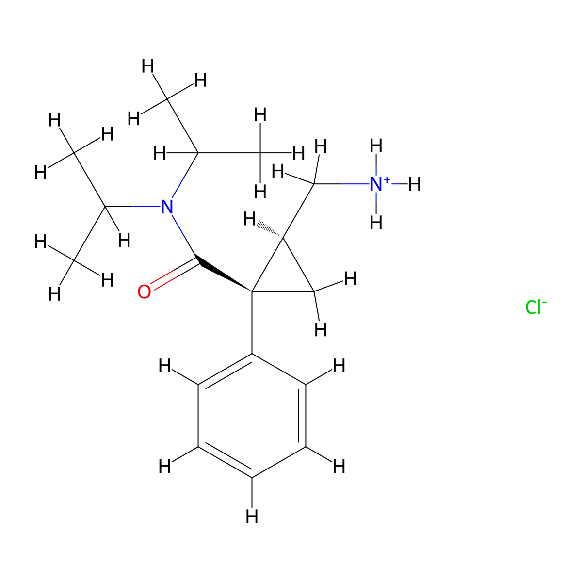 Cyclopropanecarboxamide, 2-(aminomethyl)-N,N-(1-methylethyl)-1-phenyl-, (Z)-, monohydrochloride molecular structure, CAS 105310-42-7