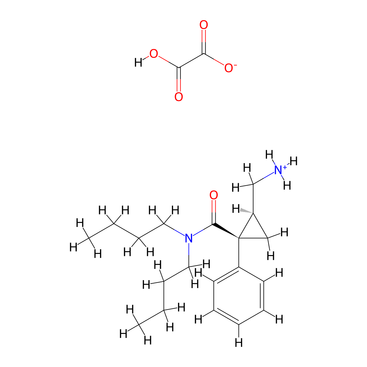 Cyclopropanecarboxamide, 2-(aminomethyl)-N,N-dibutyl-1-phenyl-, (Z)-, oxalate molecular structure, CAS 105310-43-8